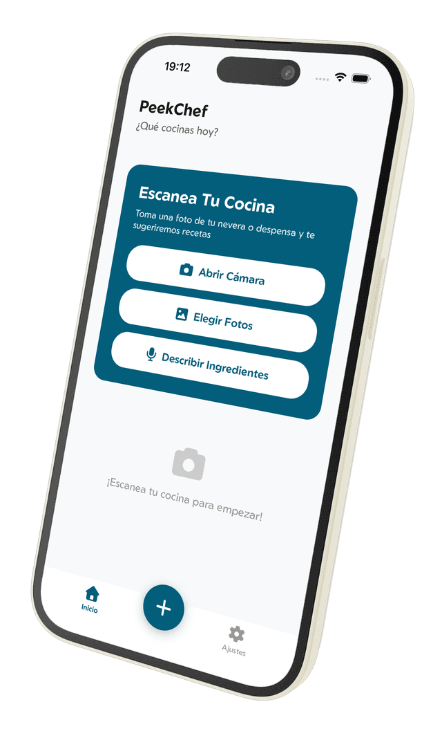 PeekChef mobile app generating recipes from fridge photo
